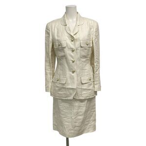 Chanel Skirt Suit Size 40 M Women's - 20087 Beige Coco Mark Linen